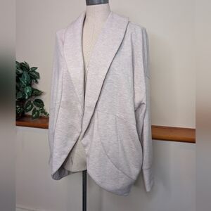 Yogalicious Scuba London Cardigan Beige Open Front Drape Jacket Womens M